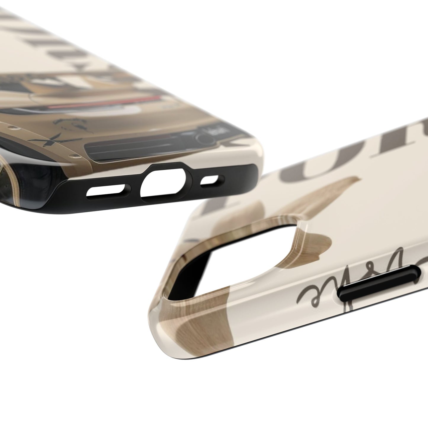 Tough Phone Case — Beige Sports Car Design with 'Tourist' Typography