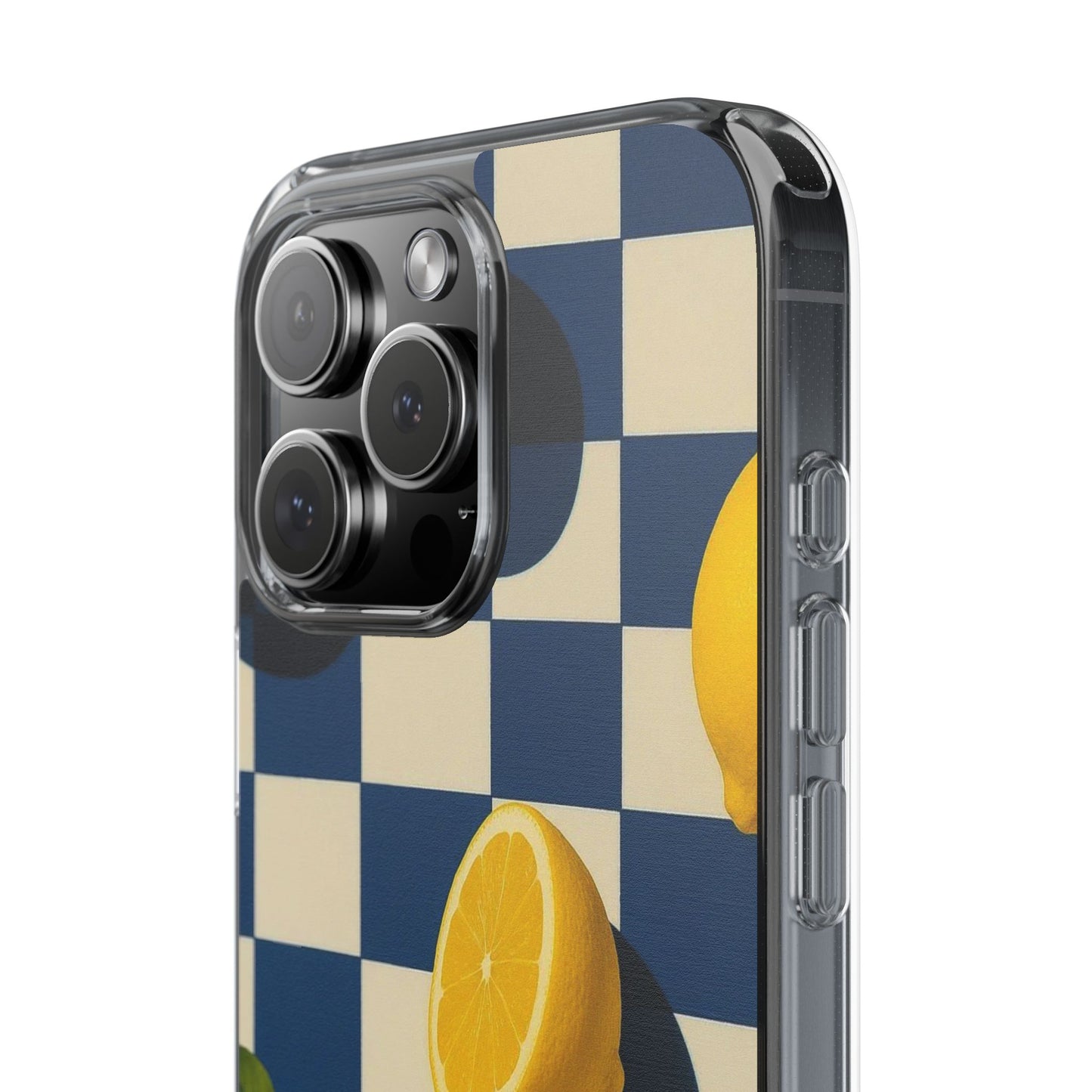 Clear Impact-Resistant Case — Retro Checkered Lemons Phone Case