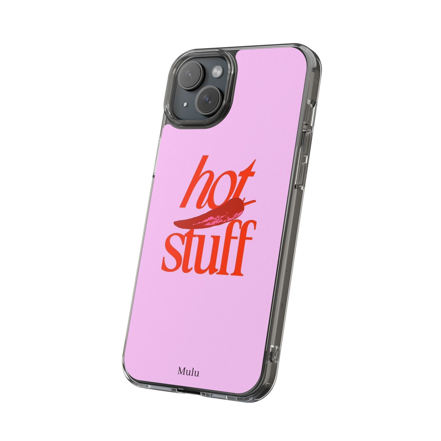 Hot Stuff Clear Impact Phone Case — Pink Retro Typography iPhone Cover