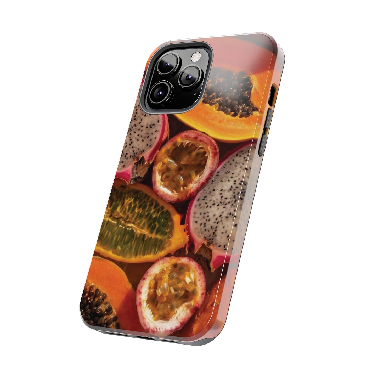 Tropical Fruit Tough Phone Case — Papaya & Dragon Fruit Design