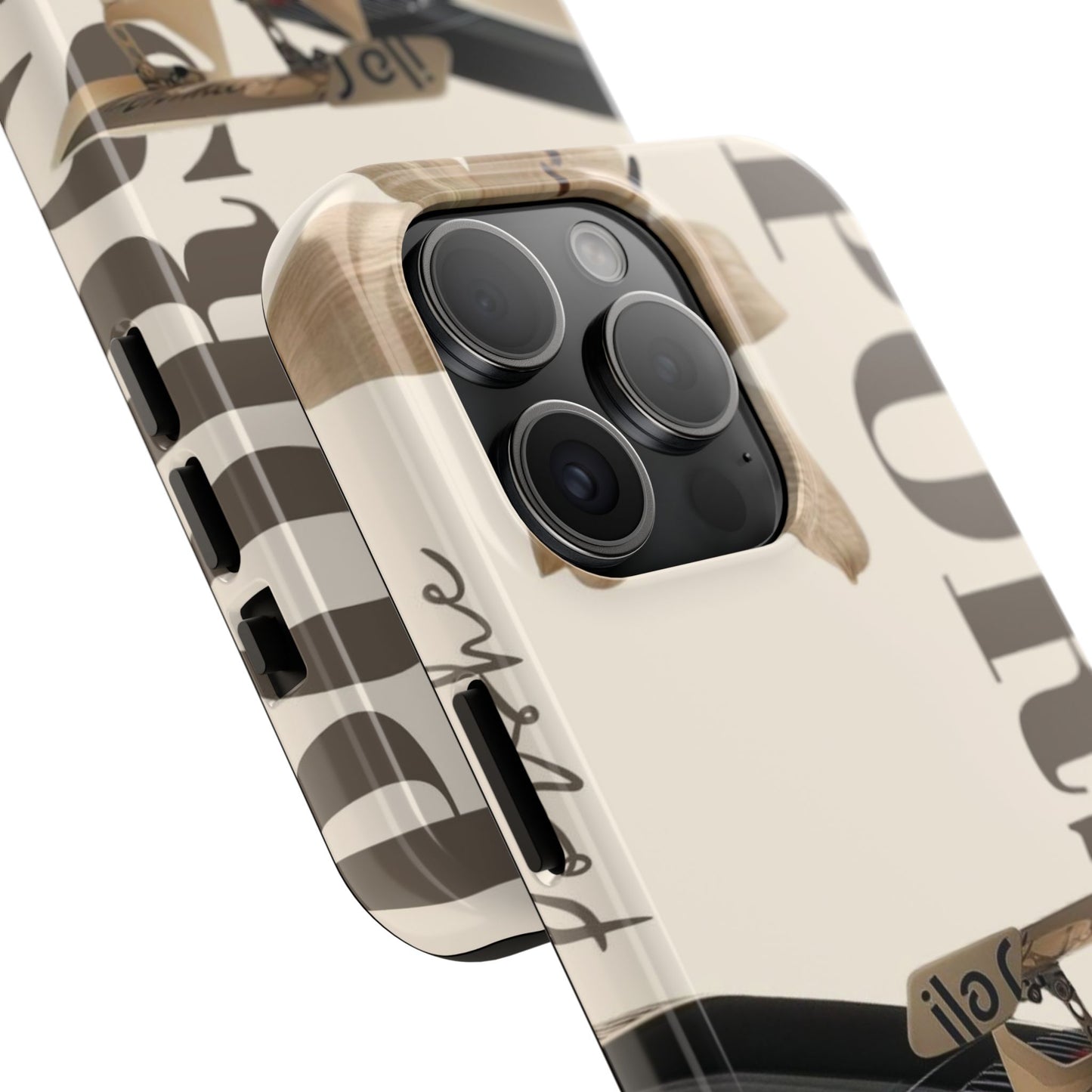Tough Phone Case — Beige Sports Car Design with 'Tourist' Typography