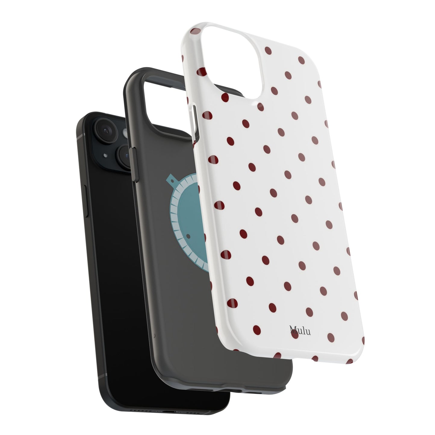 Polka Dot Magnetic Impact-Resistant Phone Case — Red Dots on White