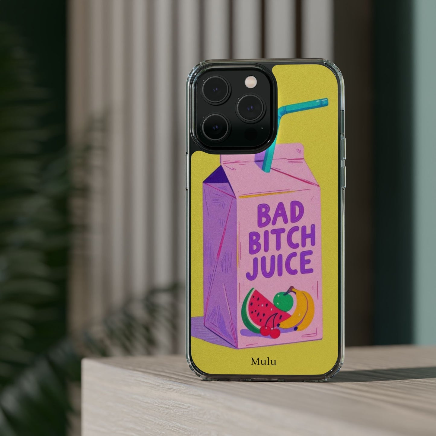 Clear Impact-Resistant Phone Case — "Bad Bitch Juice" Cartoon Juice Box Design