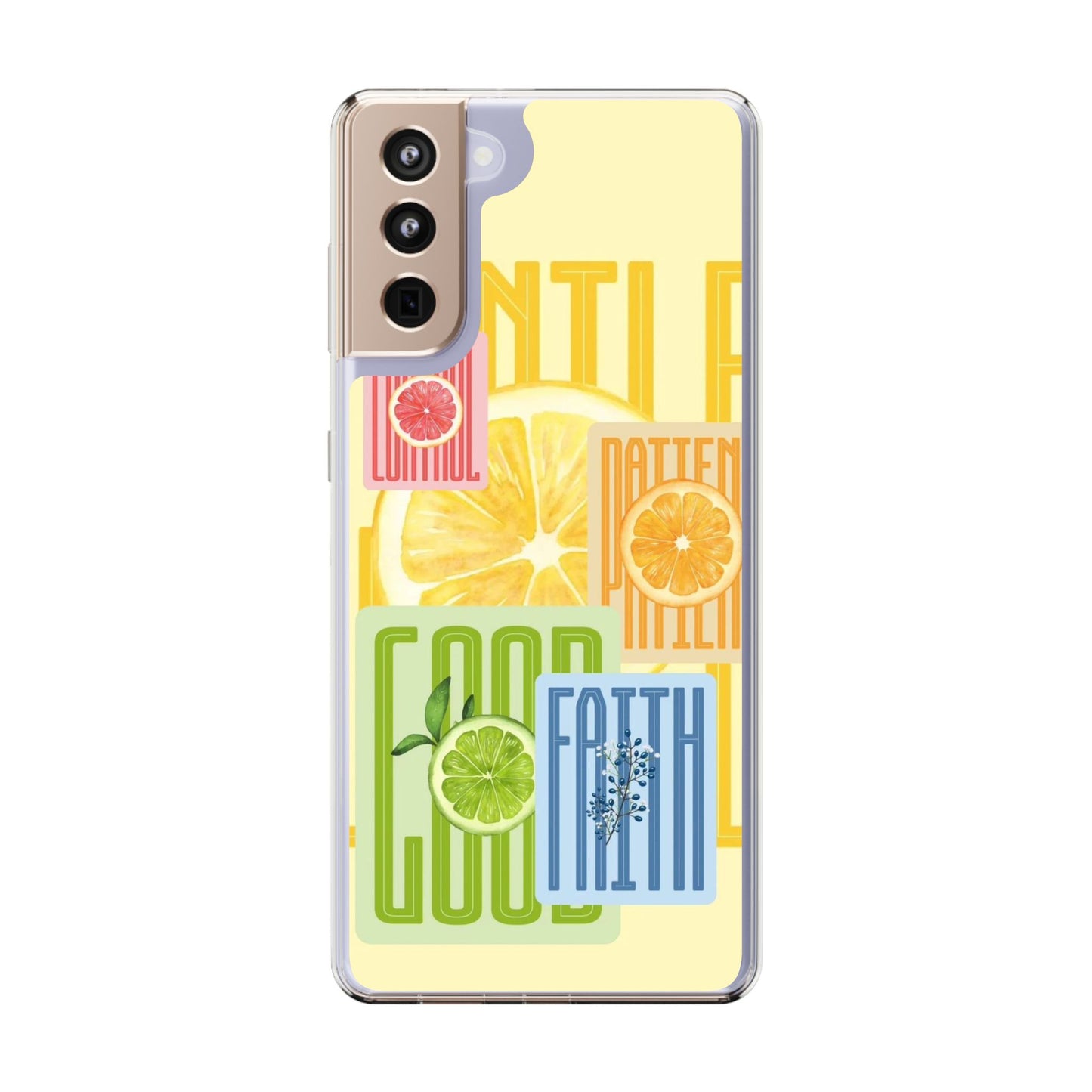 Clear Phone Case — Citrus Fruit Typography "Good Faith" Design