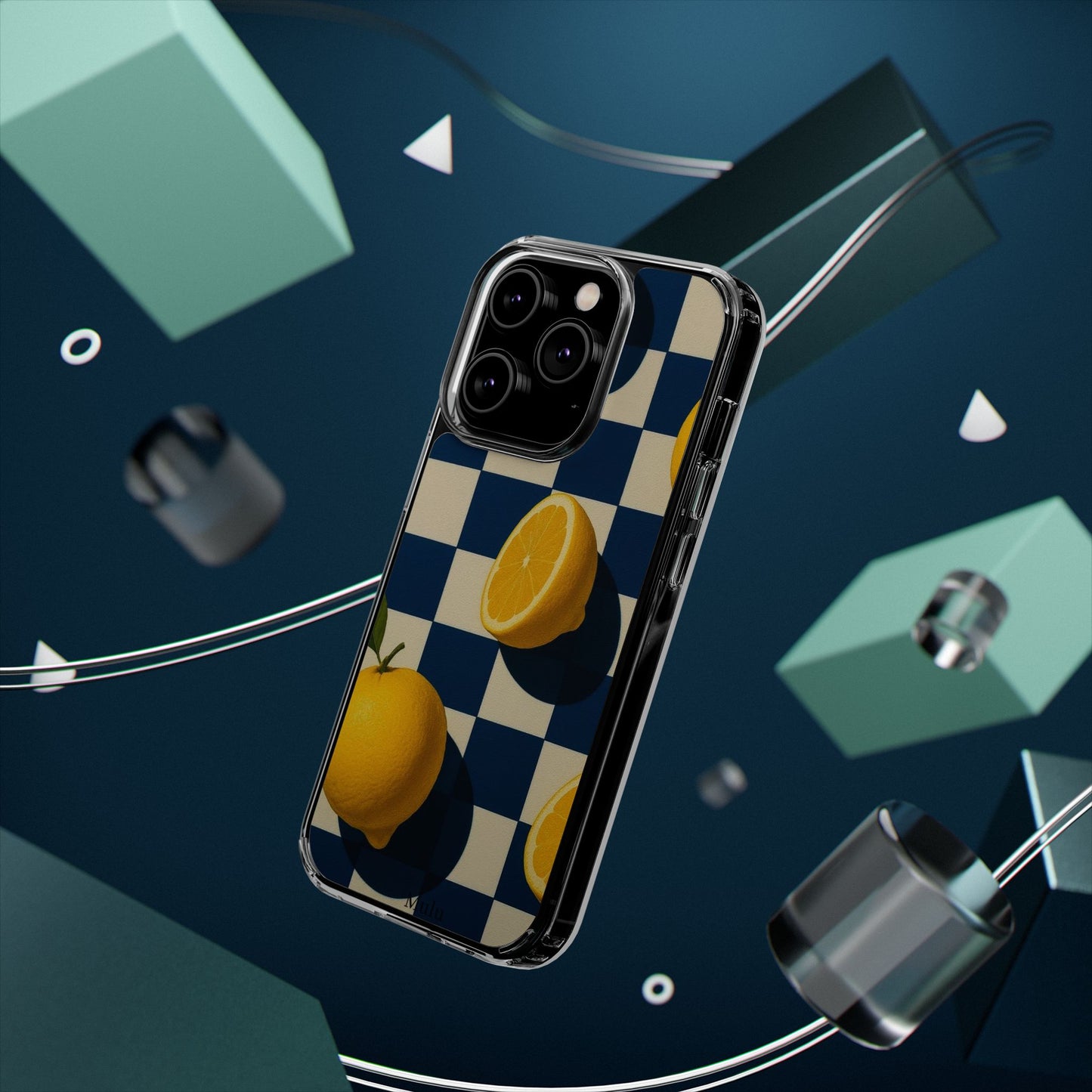 Clear Impact-Resistant Case — Retro Checkered Lemons Phone Case