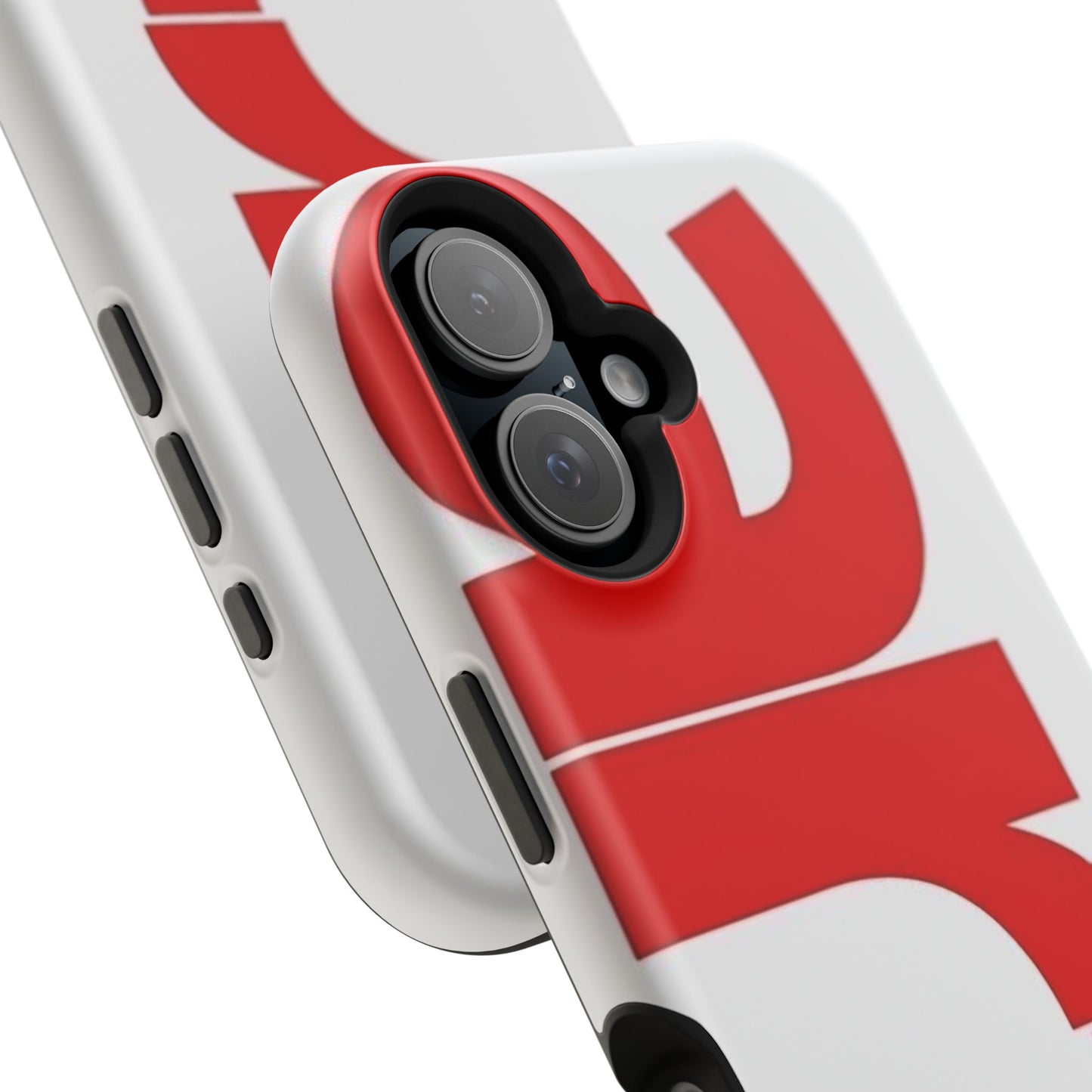 Magnetic Impact-Resistant Phone Case — Bold Red Typographic Design