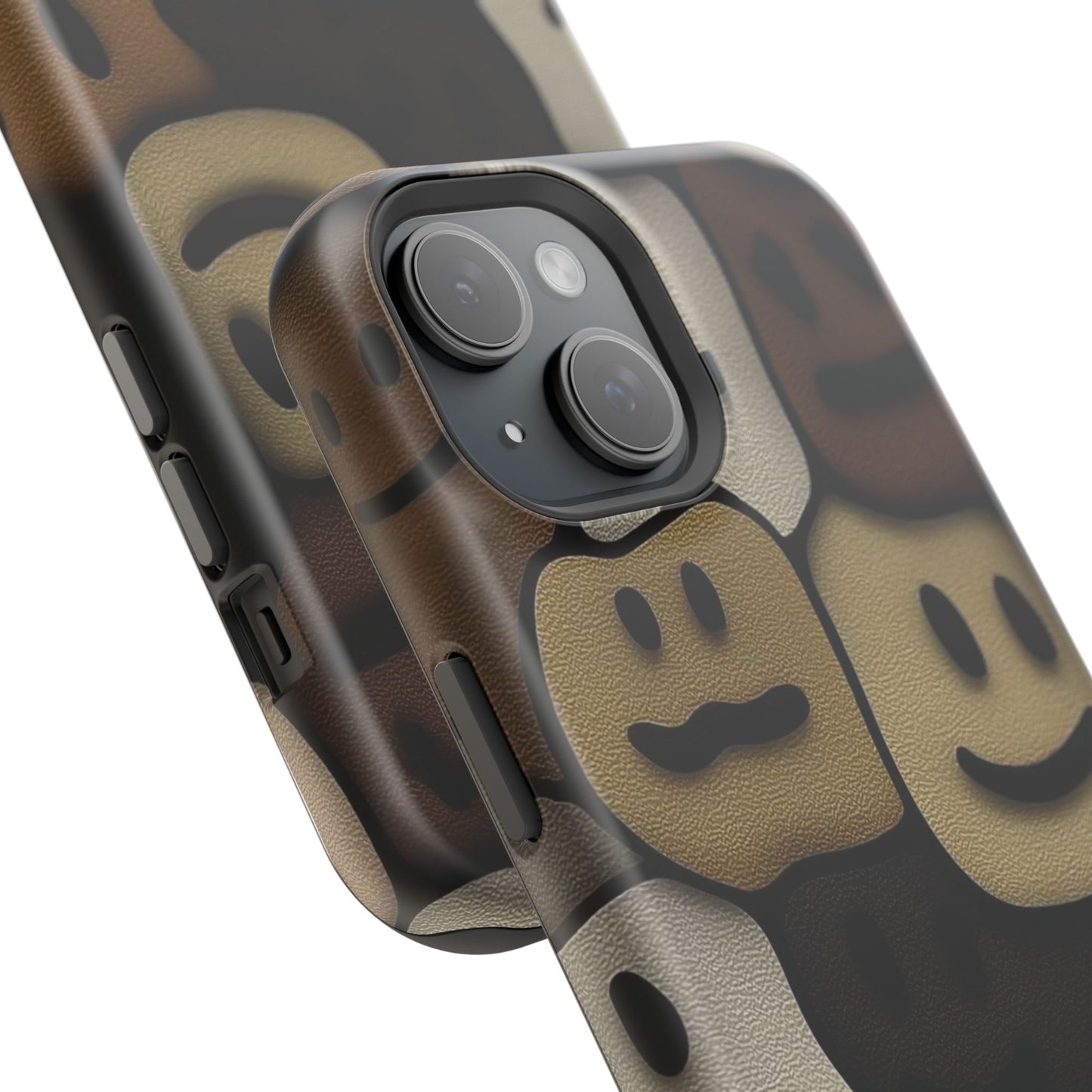 Magnetic Impact-Resistant Case — Brown Smiley Tile Phone Cover