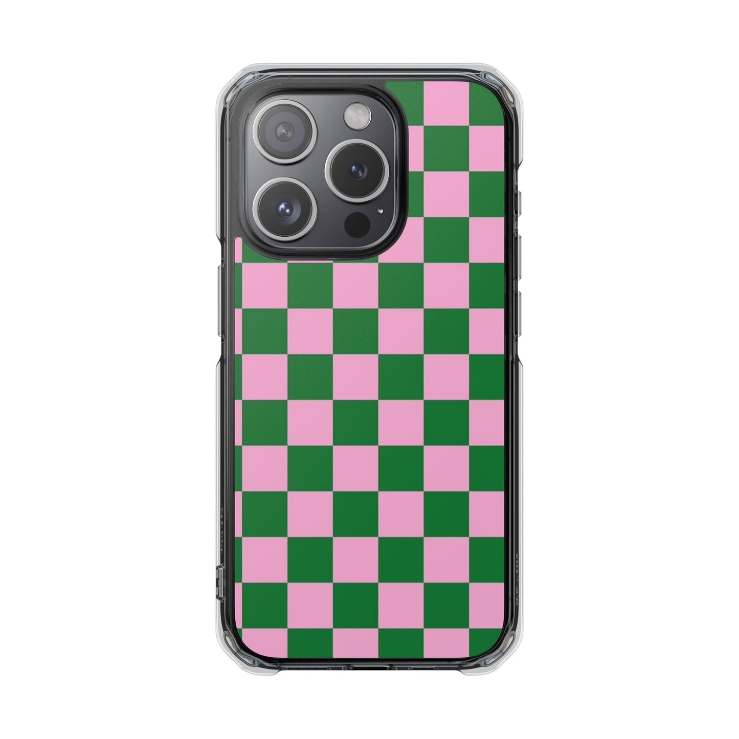 Pink & Green Checkerboard Magnetic Clear Phone Case