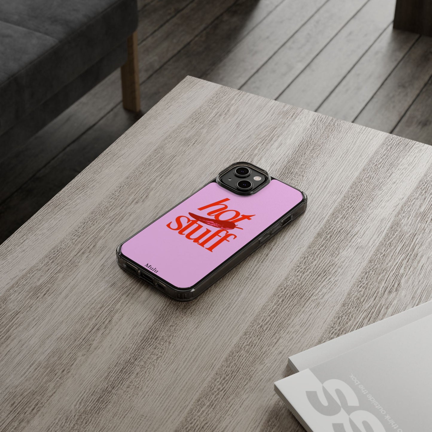 Hot Stuff Clear Impact Phone Case — Pink Retro Typography iPhone Cover