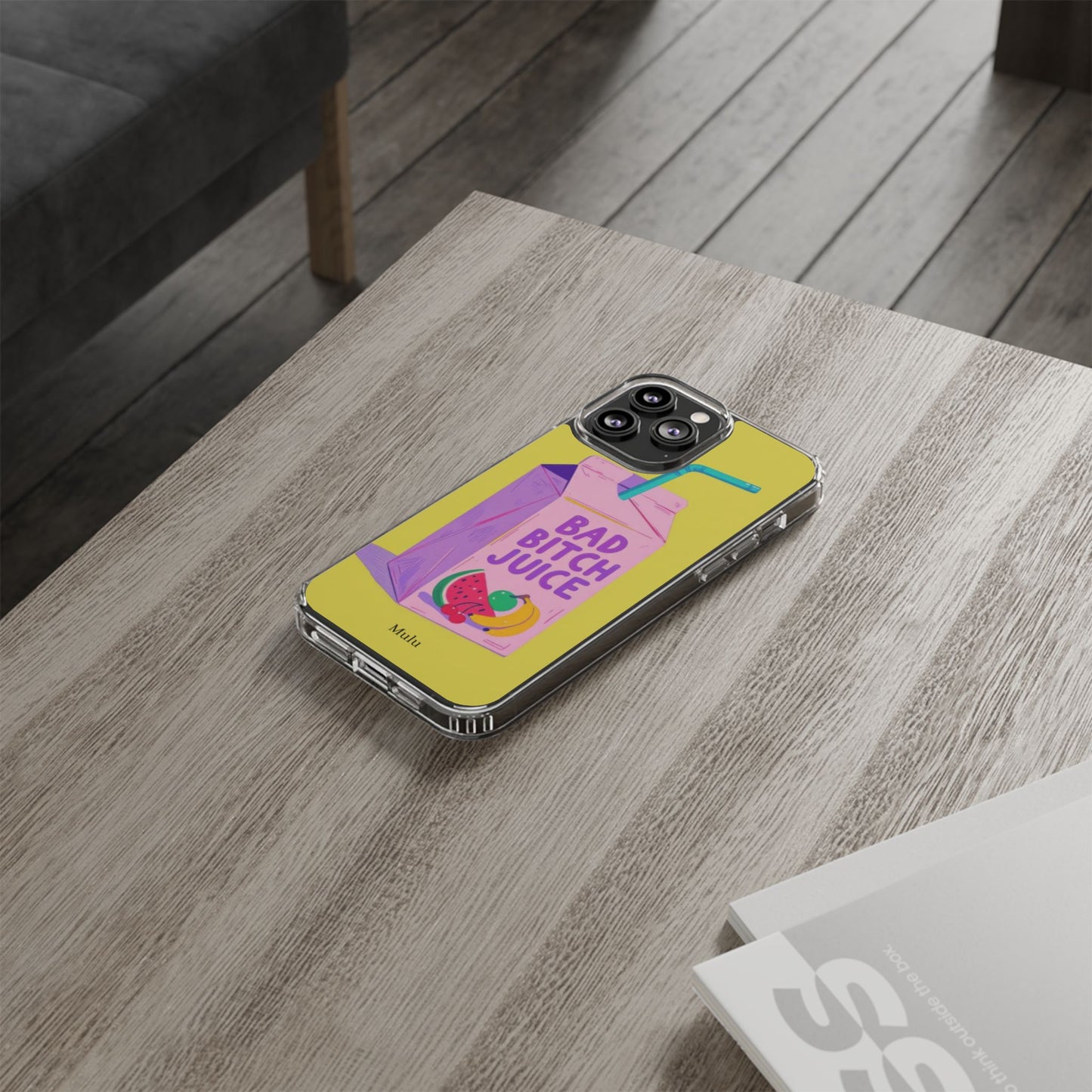 Clear Impact-Resistant Phone Case — "Bad Bitch Juice" Cartoon Juice Box Design