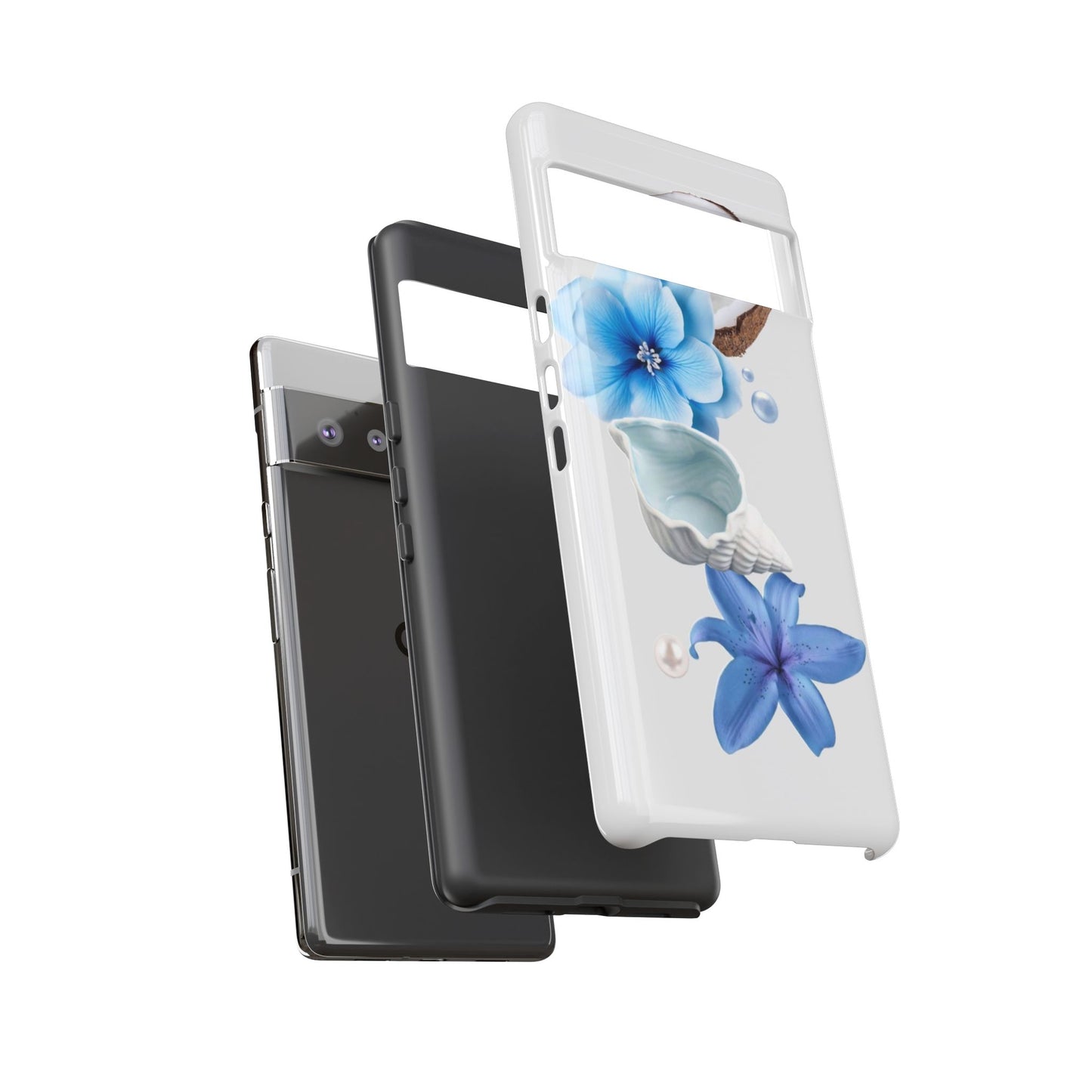 Tropical Blue Floral Phone Case — Coconut, Shell & Starfish Design