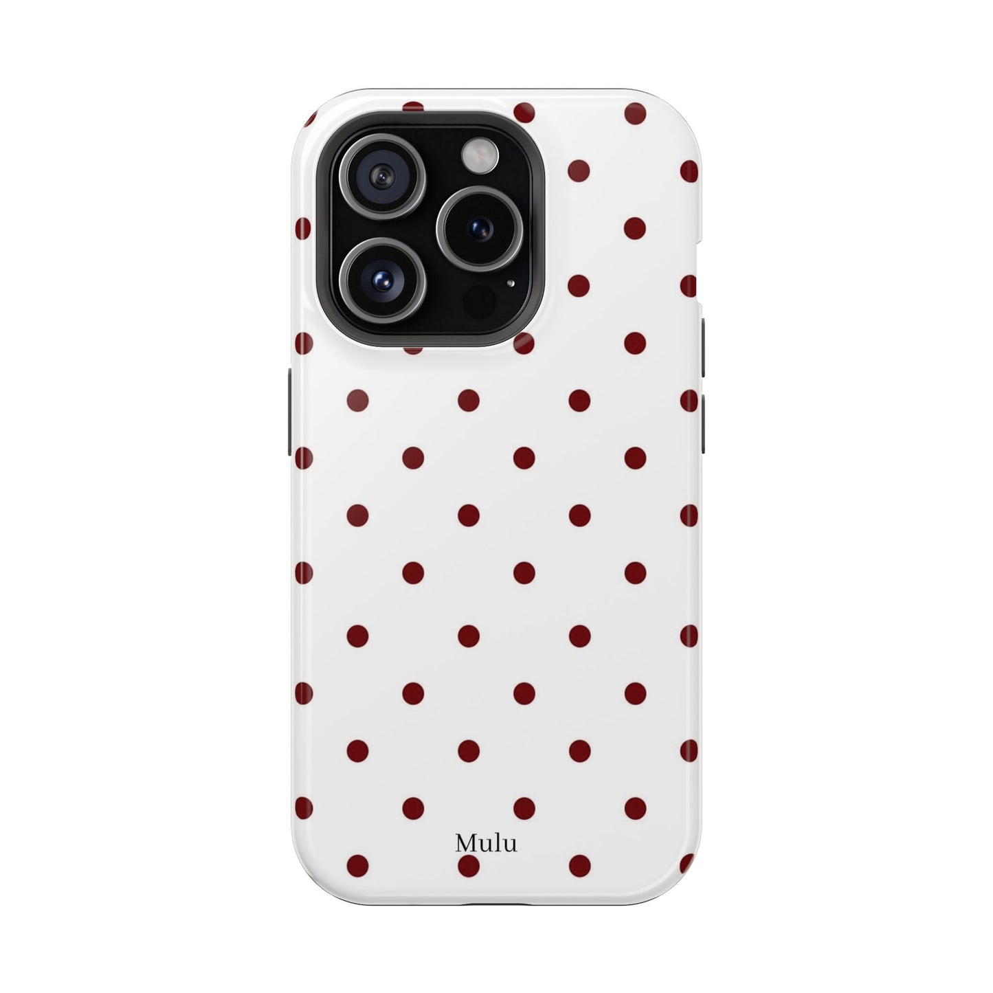 Polka Dot Magnetic Impact-Resistant Phone Case — Red Dots on White