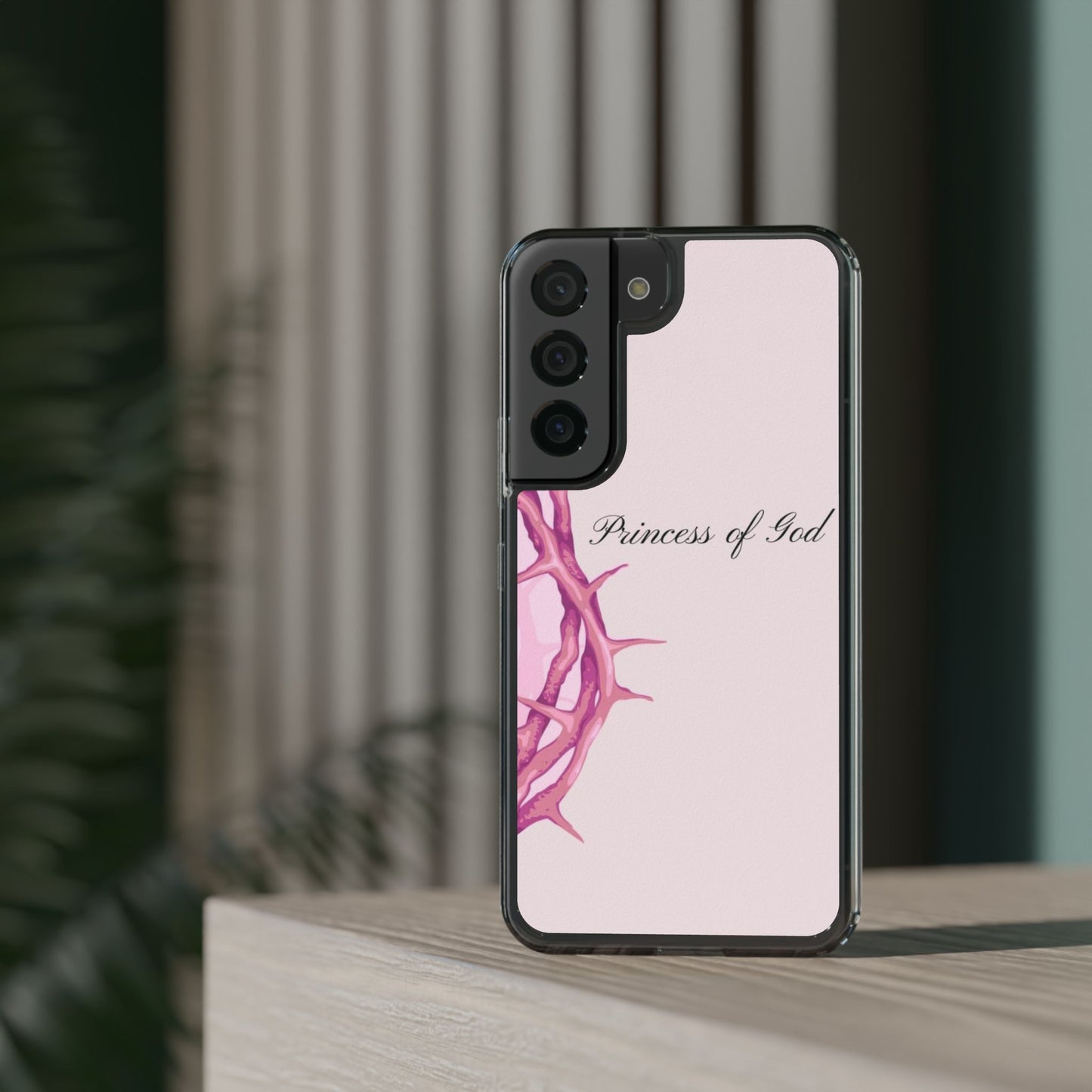 Phone Case — "Princess of God" Pink Crown of Thorns Clear Impact-Resistant Case