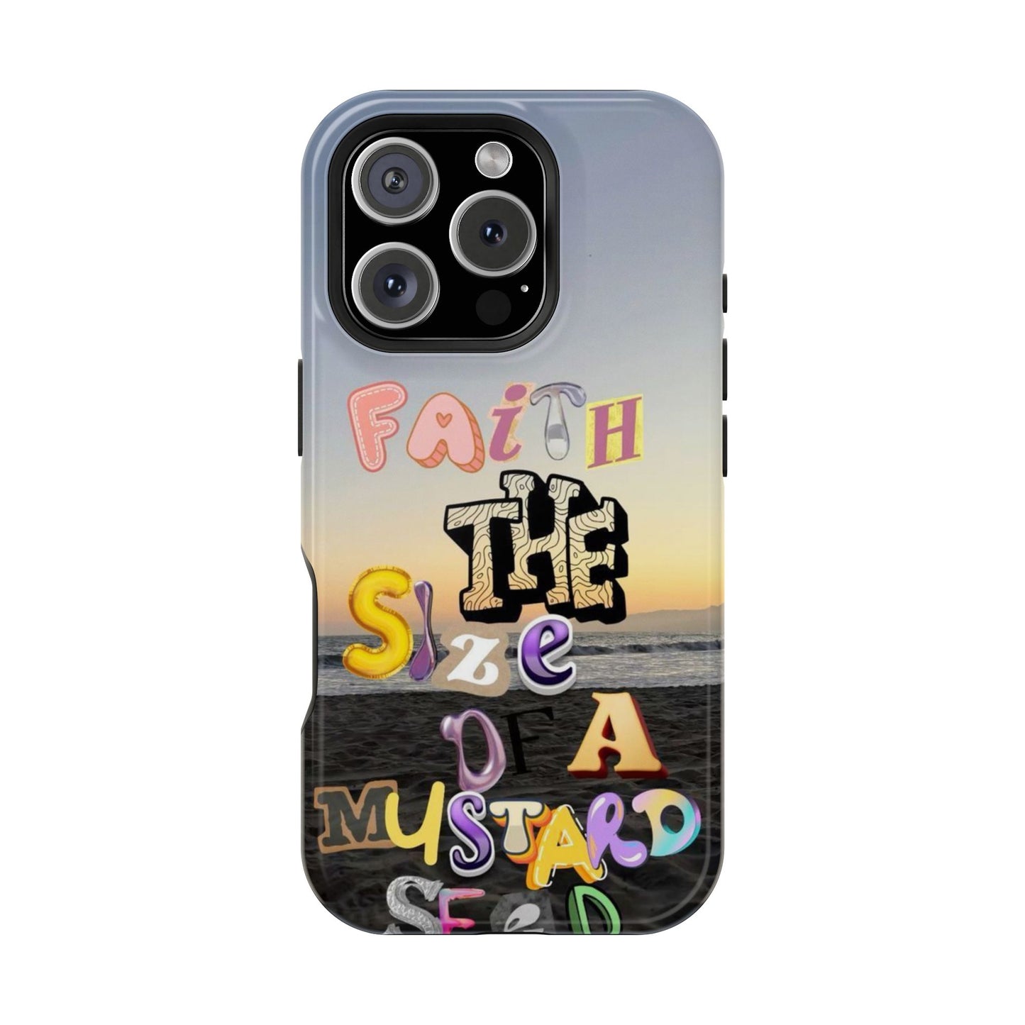 Magnetic Impact-Resistant Phone Case — "Faith the Size of a Mustard Seed" Sunset Design