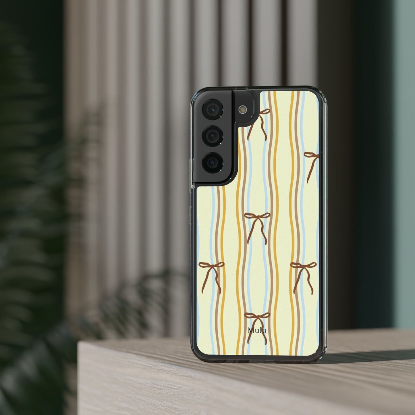 Ballet Ribbon Stripe Clear Impact Phone Case — Pastel Yellow Protective Cover
