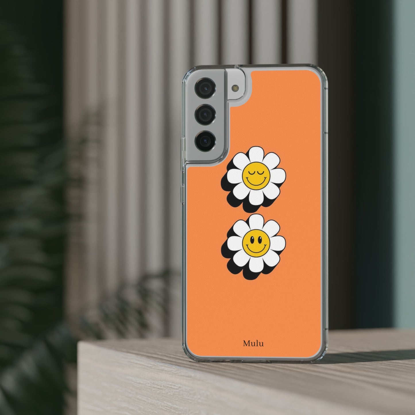 Phone Case — Orange Smiley Daisy Clear Impact‑Resistant Case