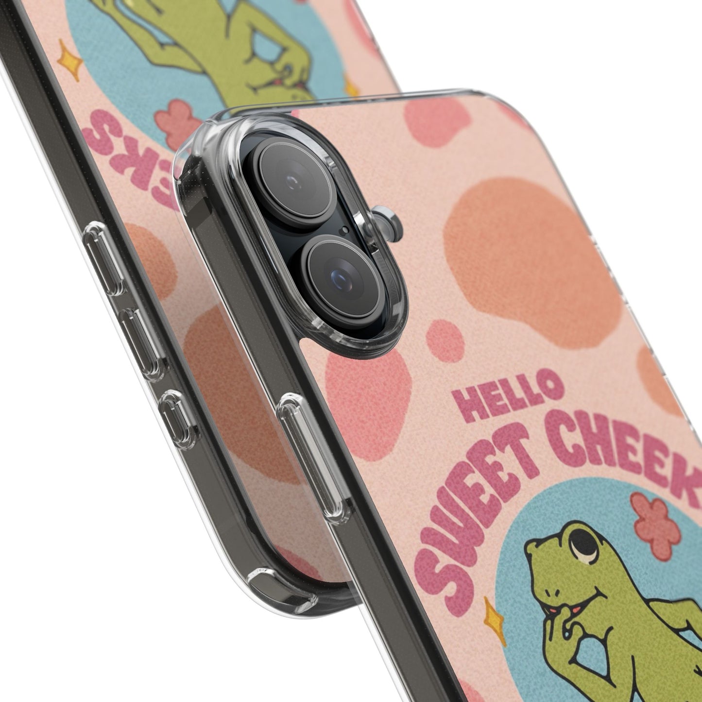 Clear Impact Phone Case — "Hello Sweet Cheeks" Retro Frog Design