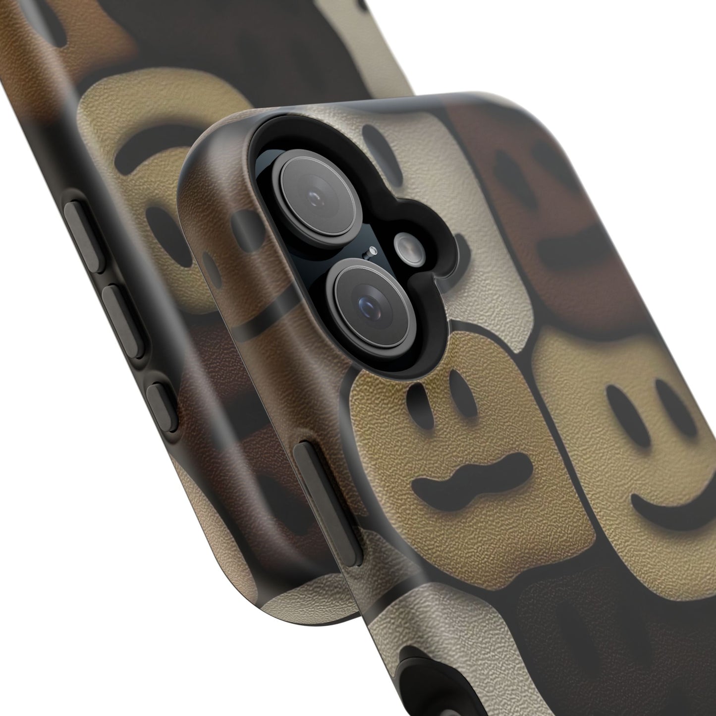 Magnetic Impact-Resistant Case — Brown Smiley Tile Phone Cover