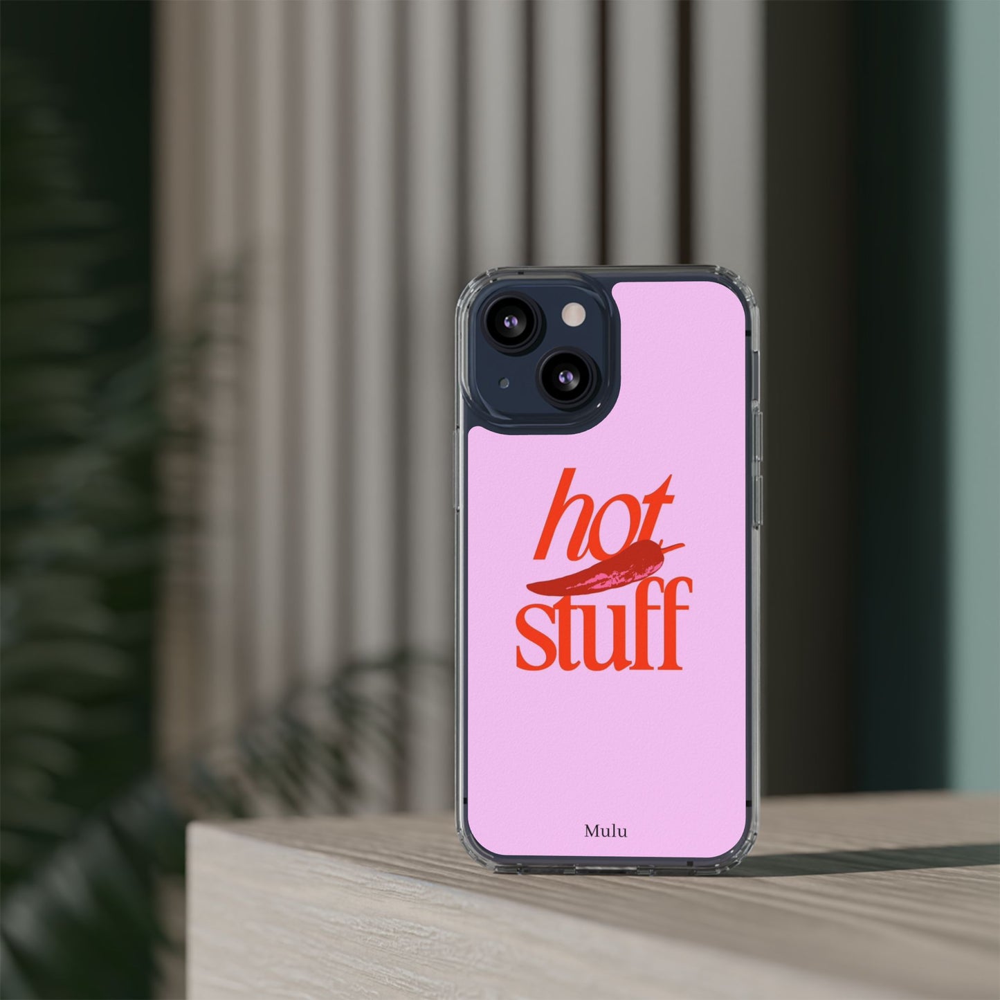 Hot Stuff Clear Impact Phone Case — Pink Retro Typography iPhone Cover