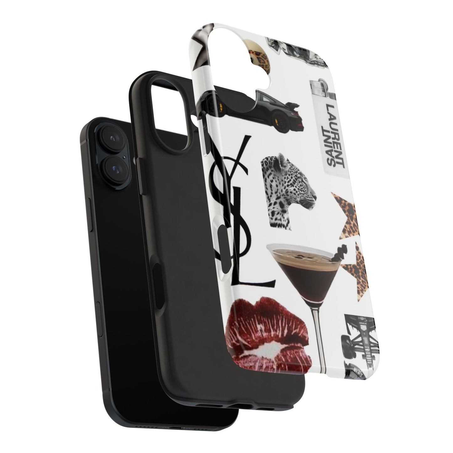 Tough Phone Case — Luxe Fashion Collage with Leopard, Martini & Kiss Print