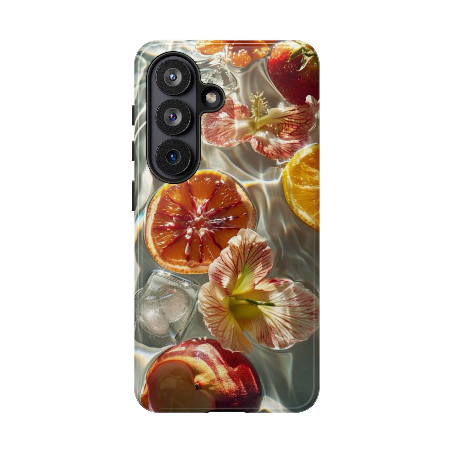 Citrus & Hibiscus Protective Phone Case – Summer Fruit Water Print Tough Case