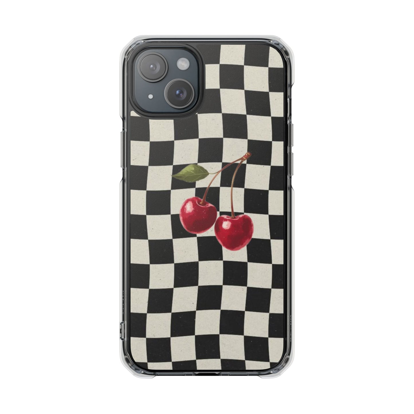 Checkered Cherry Clear Magnetic Impact Phone Case