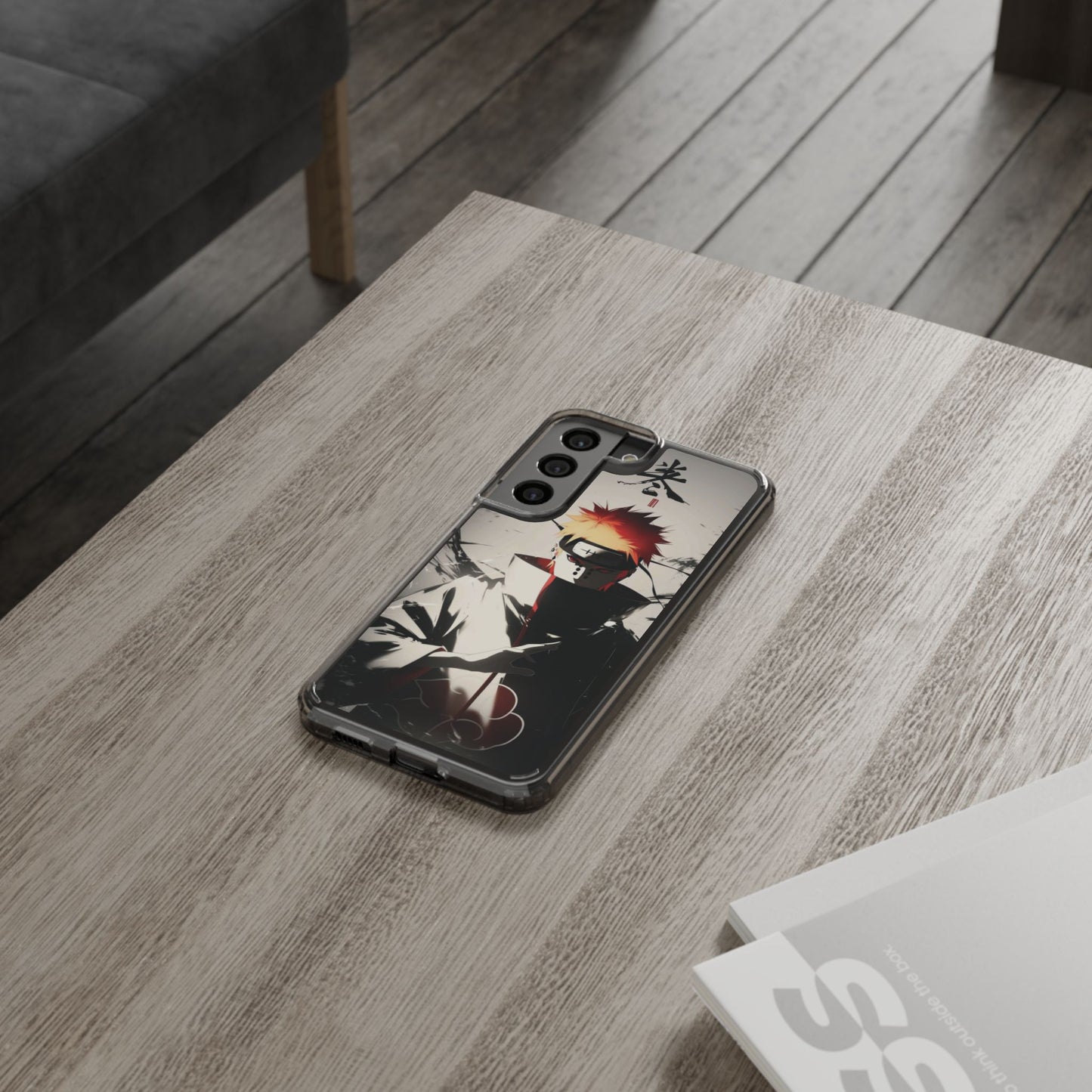 Clear Impact-Resistant Phone Case — Anime Akatsuki Shadow Design