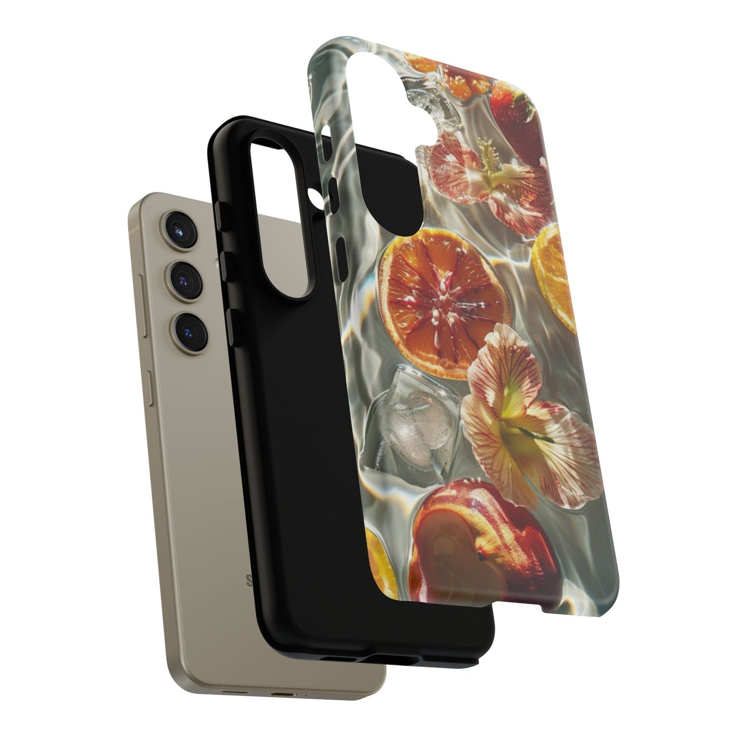Citrus & Hibiscus Protective Phone Case – Summer Fruit Water Print Tough Case