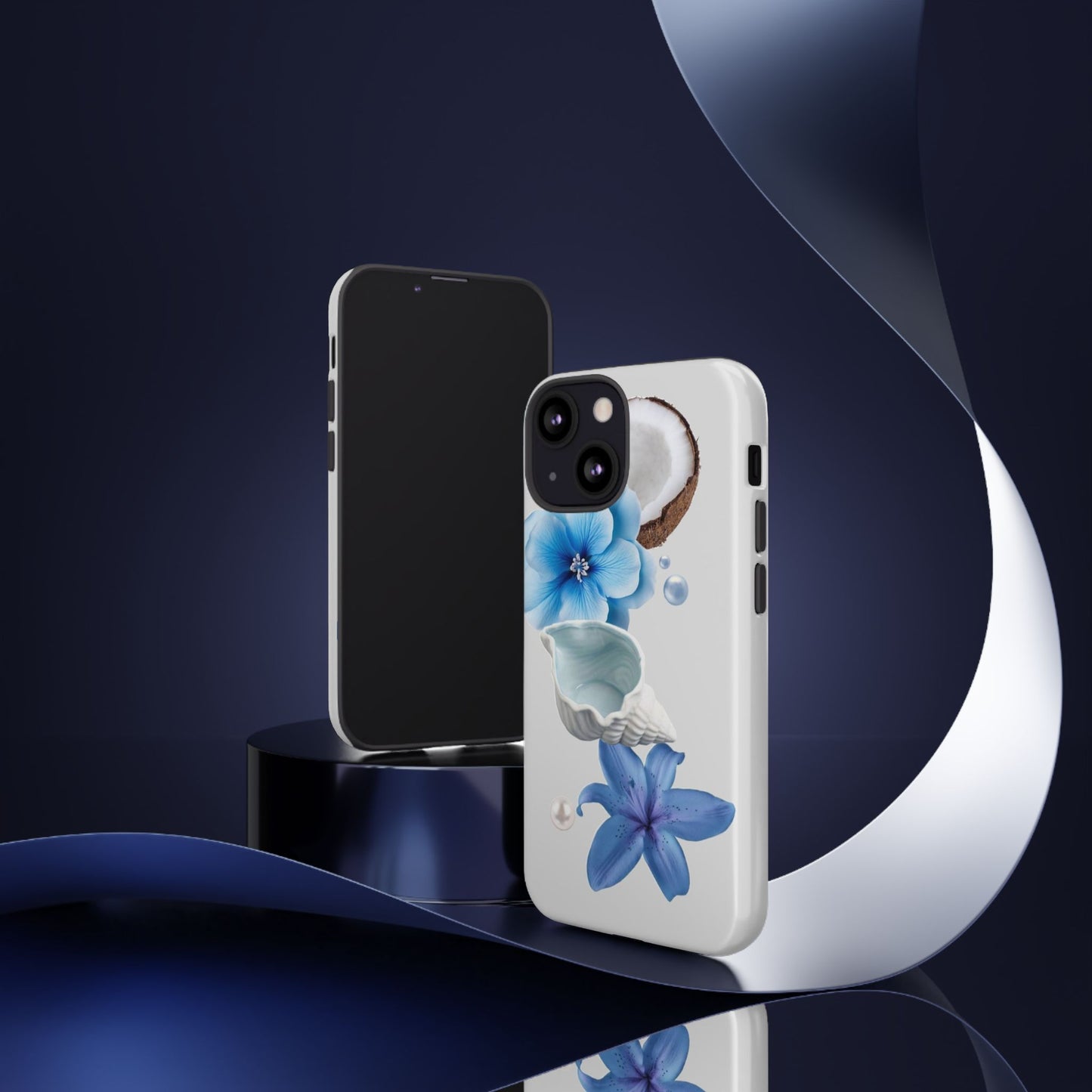 Tropical Blue Floral Phone Case — Coconut, Shell & Starfish Design