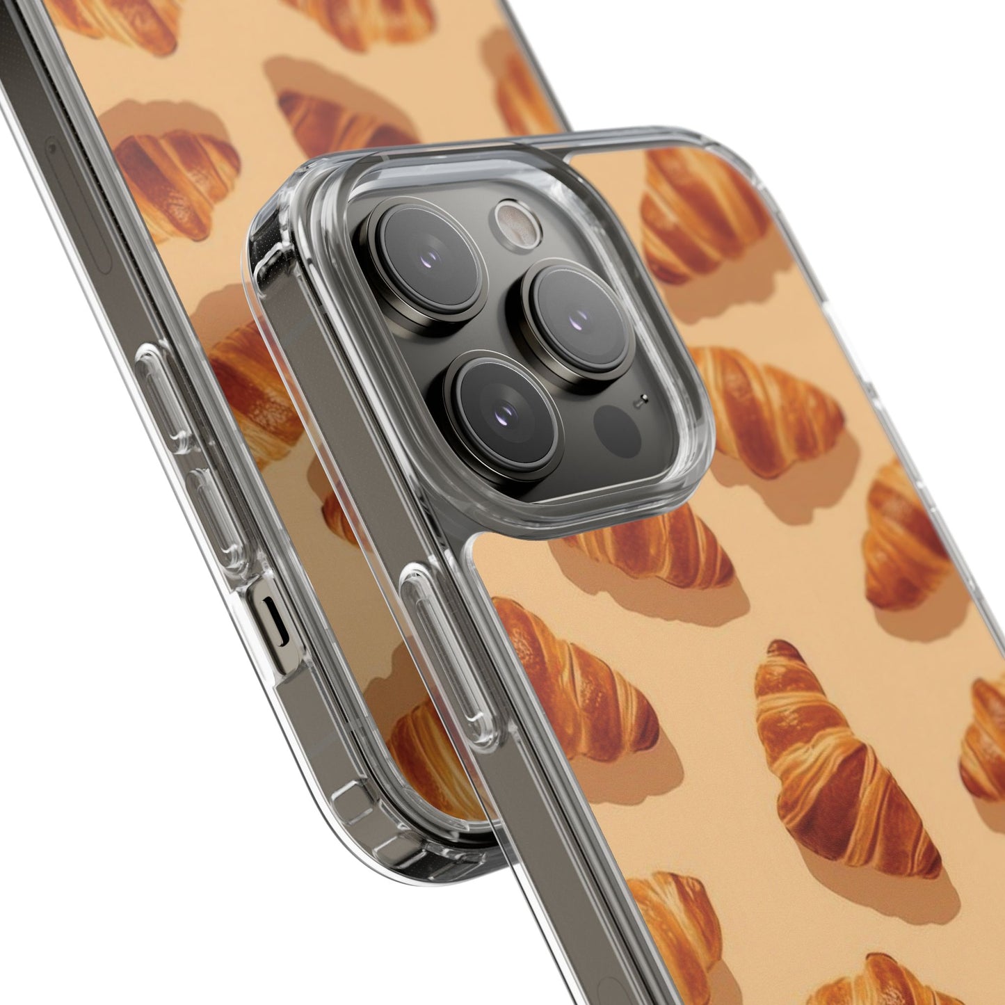 Croissant Pattern Clear Phone Case — Bakery-themed Transparent iPhone Cover
