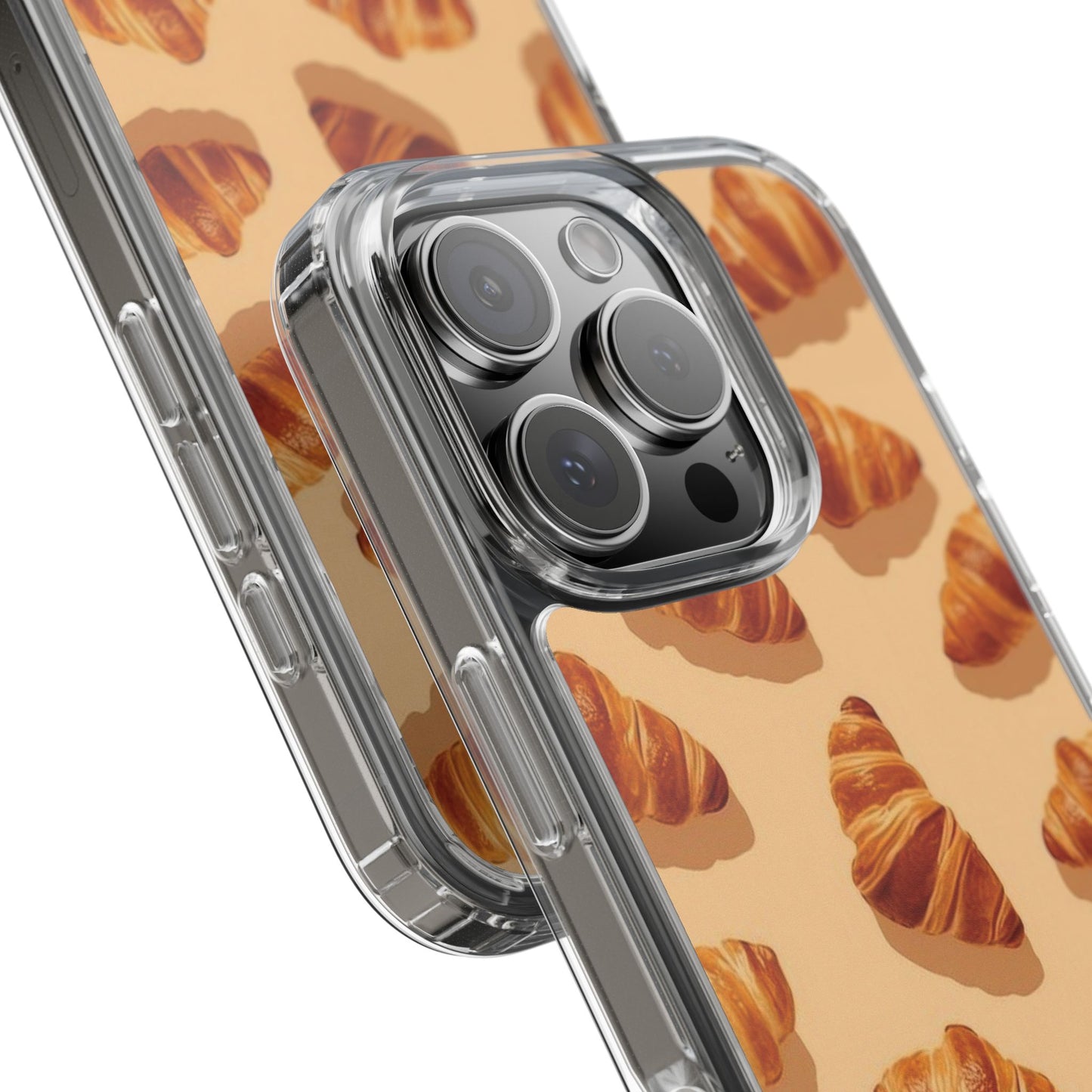 Croissant Pattern Clear Phone Case — Bakery-themed Transparent iPhone Cover