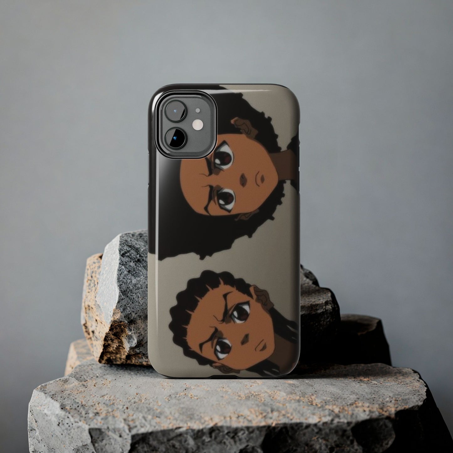 Tough Phone Case — Afro Anime Duo Face Design, Protective Shockproof Cover