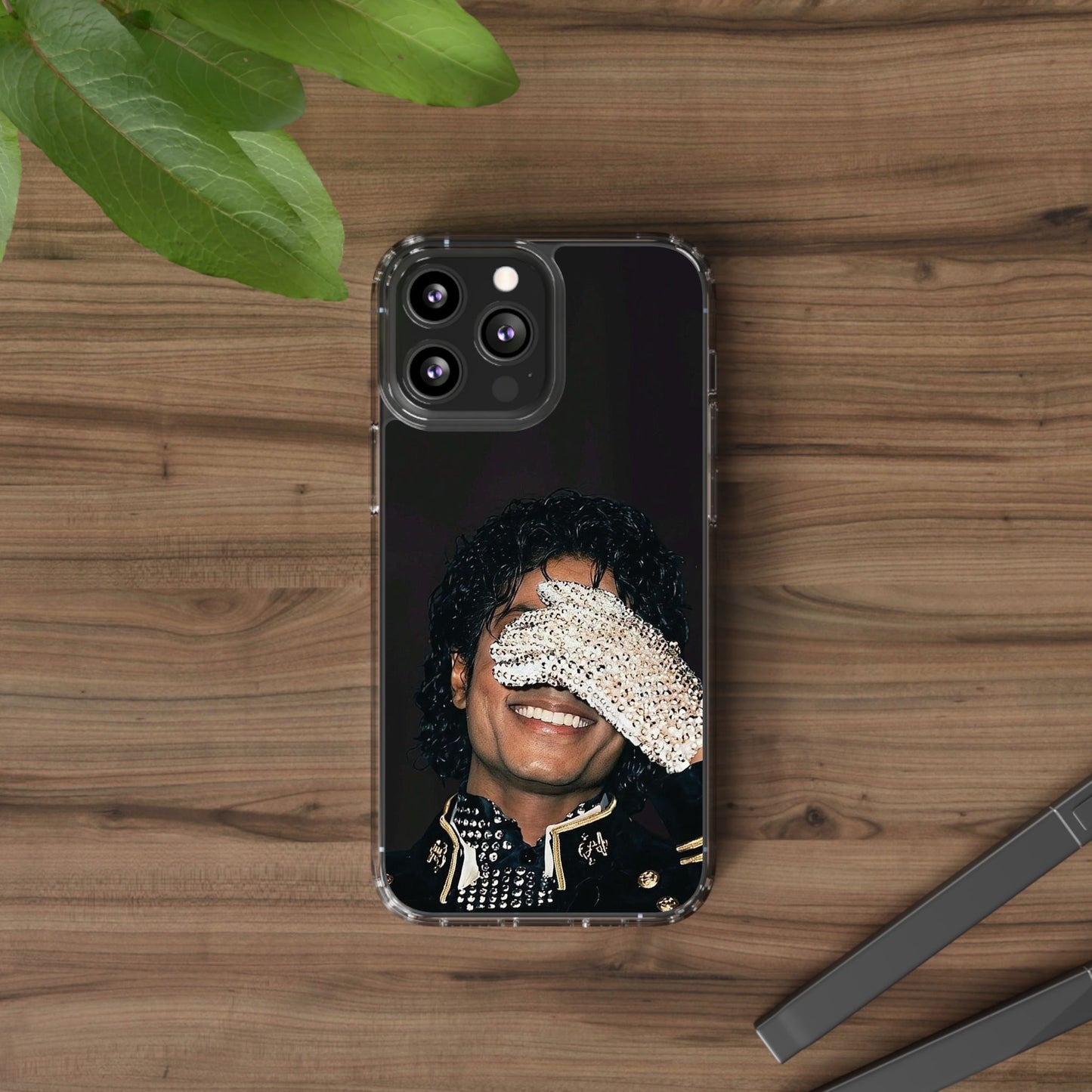 Michael Jackson Smiling Portrait Clear Phone Case — Retro Pop Icon Design