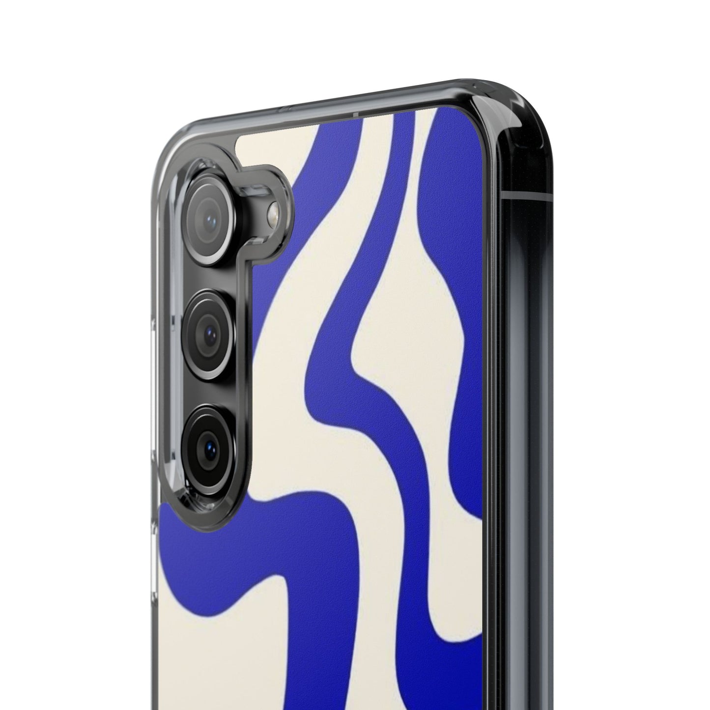 Clear Impact-Resistant Case — Blue Abstract Wavy Pattern