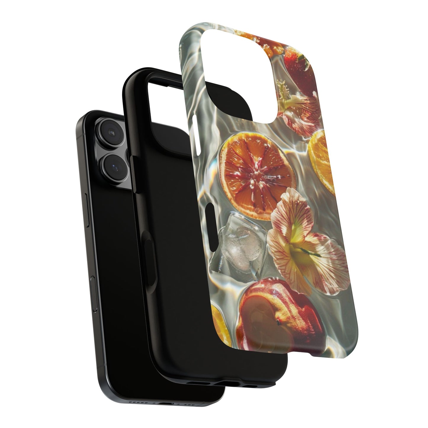 Citrus & Hibiscus Protective Phone Case – Summer Fruit Water Print Tough Case