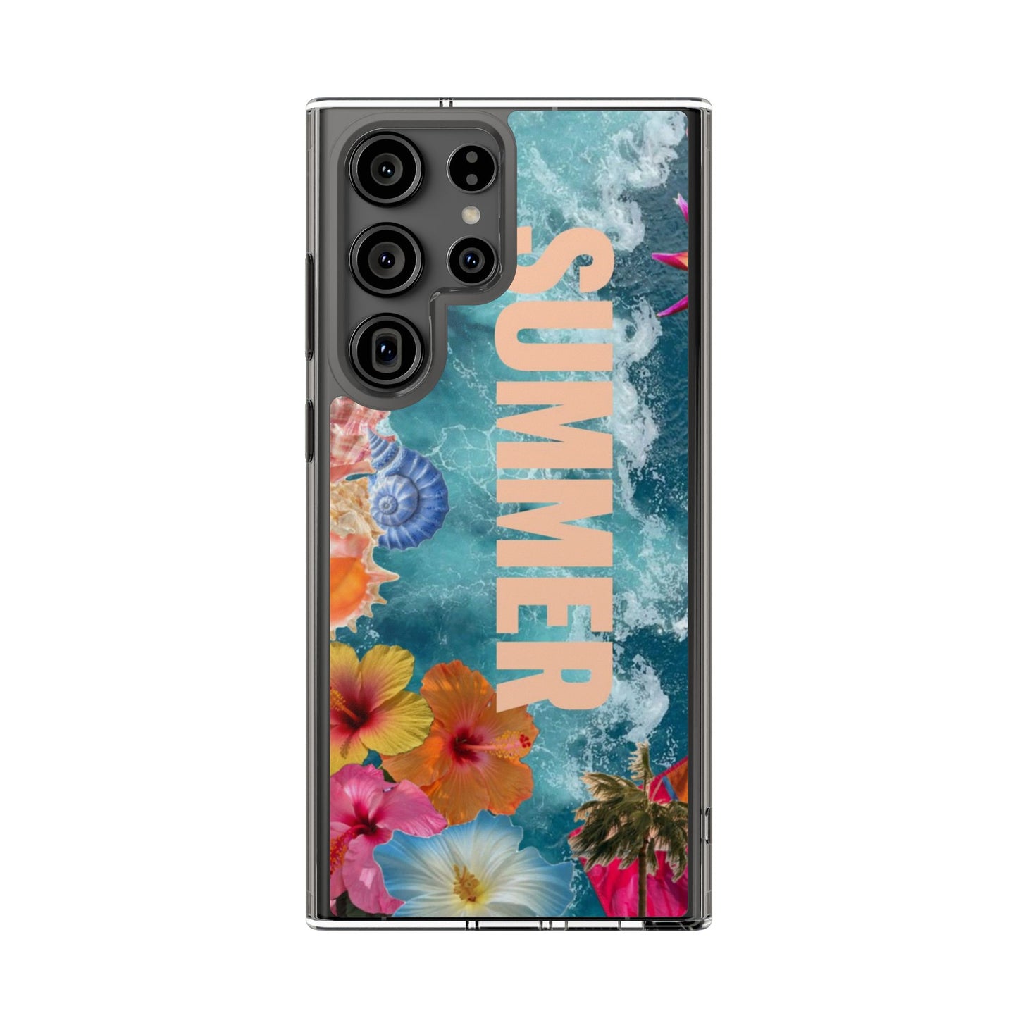 Summer Floral Clear Impact Phone Case — "SUMMER" Tropical Hibiscus Design