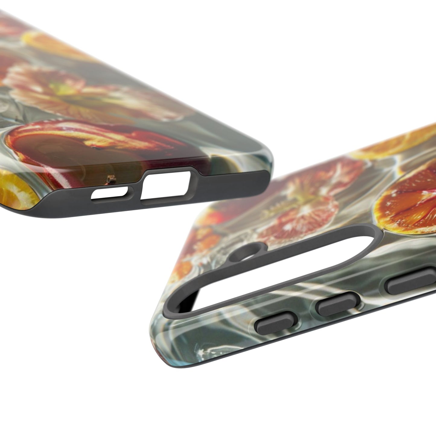 Citrus & Hibiscus Protective Phone Case – Summer Fruit Water Print Tough Case