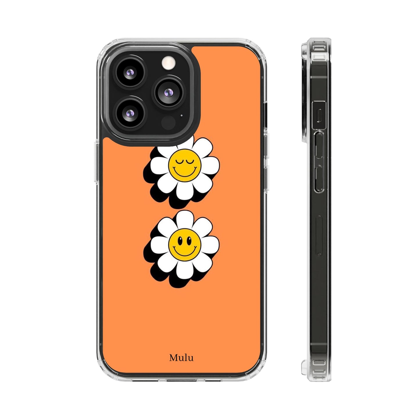 Phone Case — Orange Smiley Daisy Clear Impact‑Resistant Case