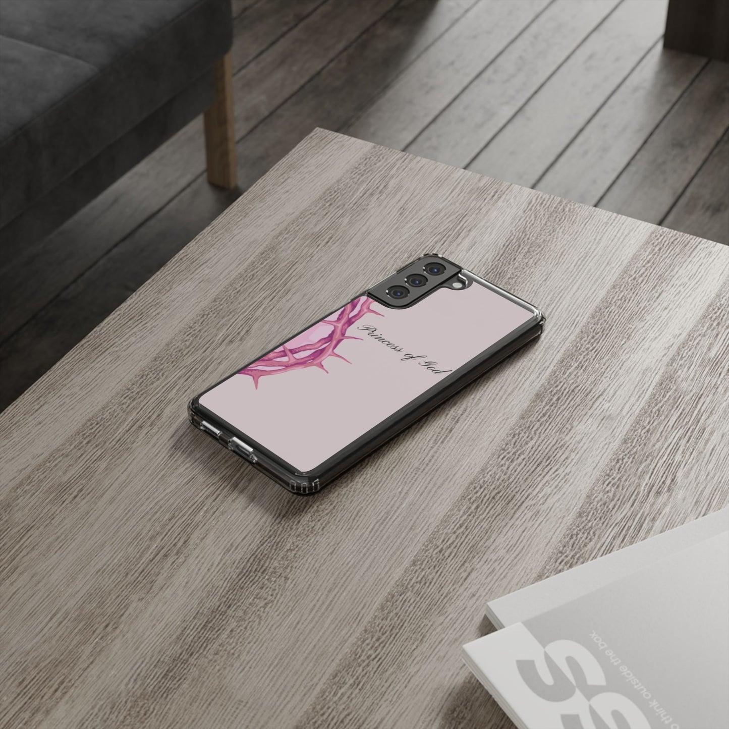 Phone Case — "Princess of God" Pink Crown of Thorns Clear Impact-Resistant Case