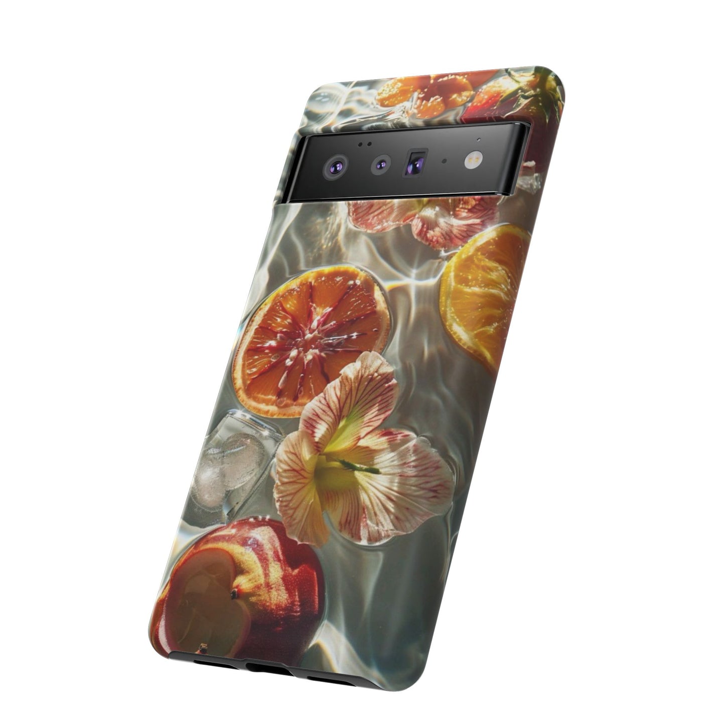 Citrus & Hibiscus Protective Phone Case – Summer Fruit Water Print Tough Case