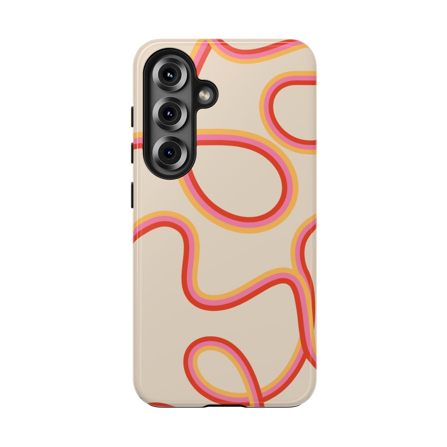 Retro Swirl Tough Phone Case — Beige Pink Orange Abstract Protection
