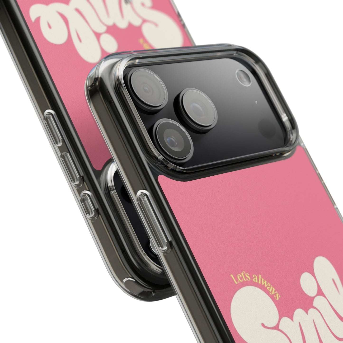 Clear Impact-Resistant Phone Case — Pink 'Smile' Flower Design