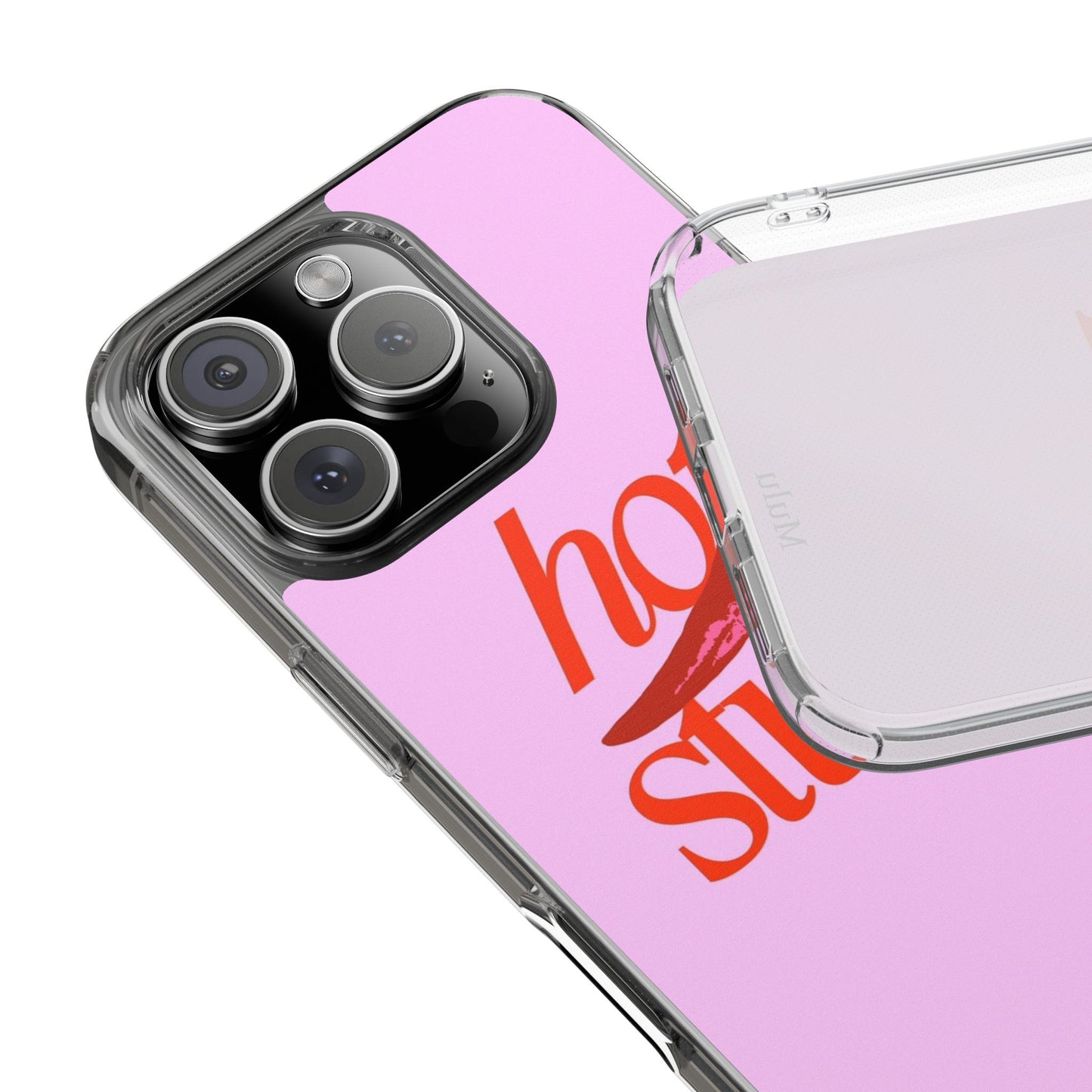 Hot Stuff Clear Impact Phone Case — Pink Retro Typography iPhone Cover