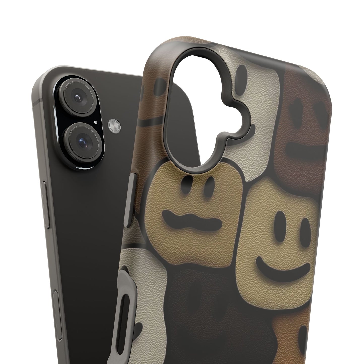 Magnetic Impact-Resistant Case — Brown Smiley Tile Phone Cover