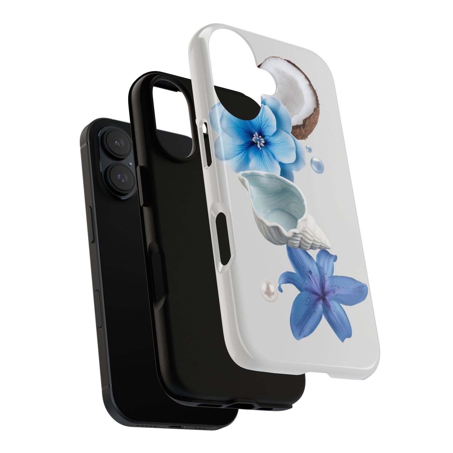 Tropical Blue Floral Phone Case — Coconut, Shell & Starfish Design
