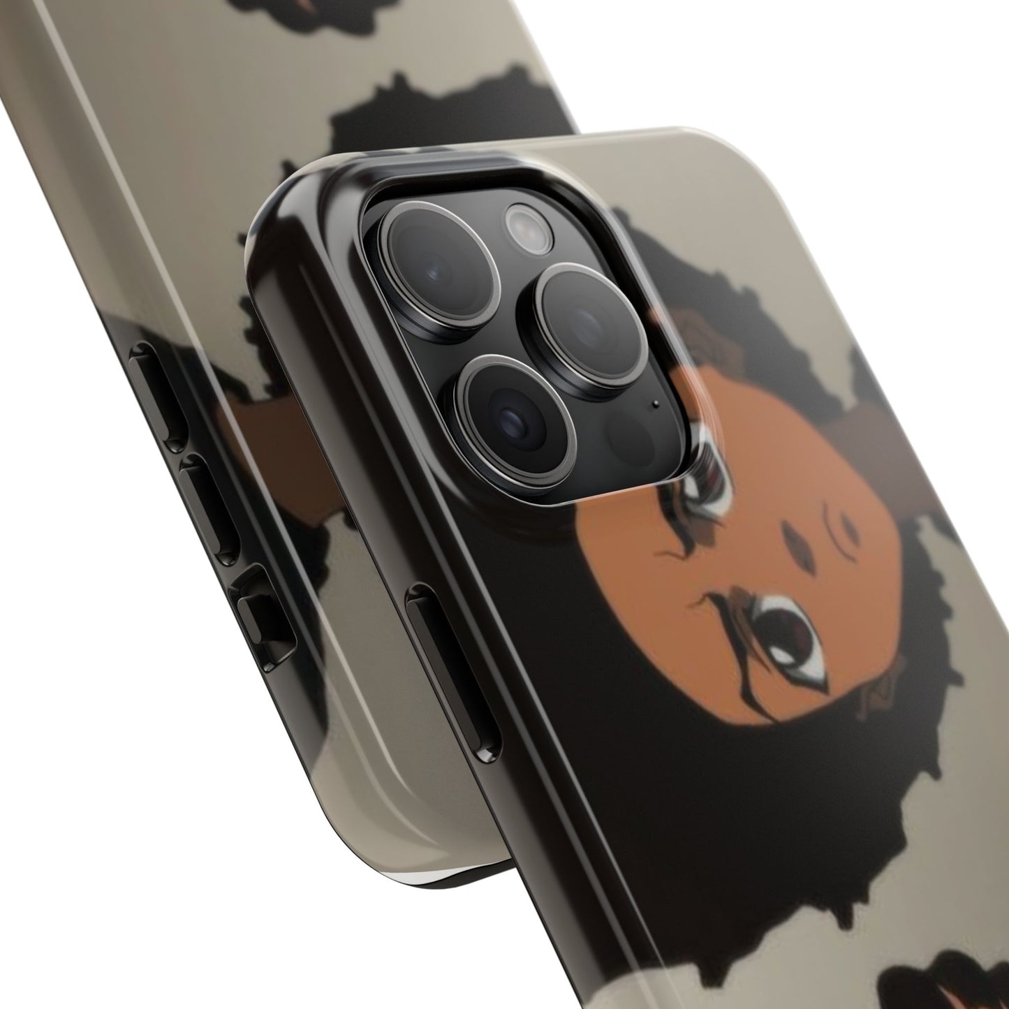 Tough Phone Case — Afro Anime Duo Face Design, Protective Shockproof Cover