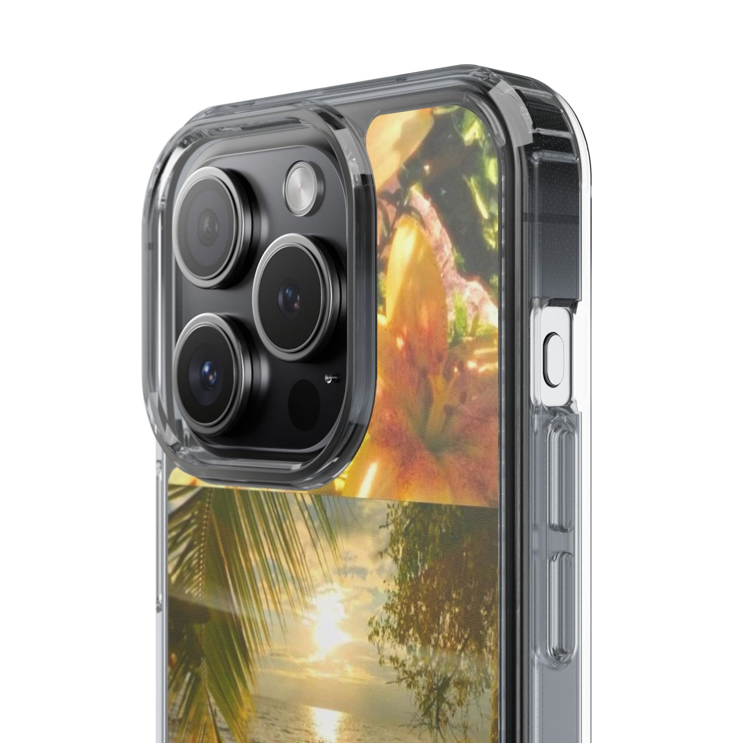 Tropical Sunset Phone Case — Floral Surfboard Clear iPhone Case