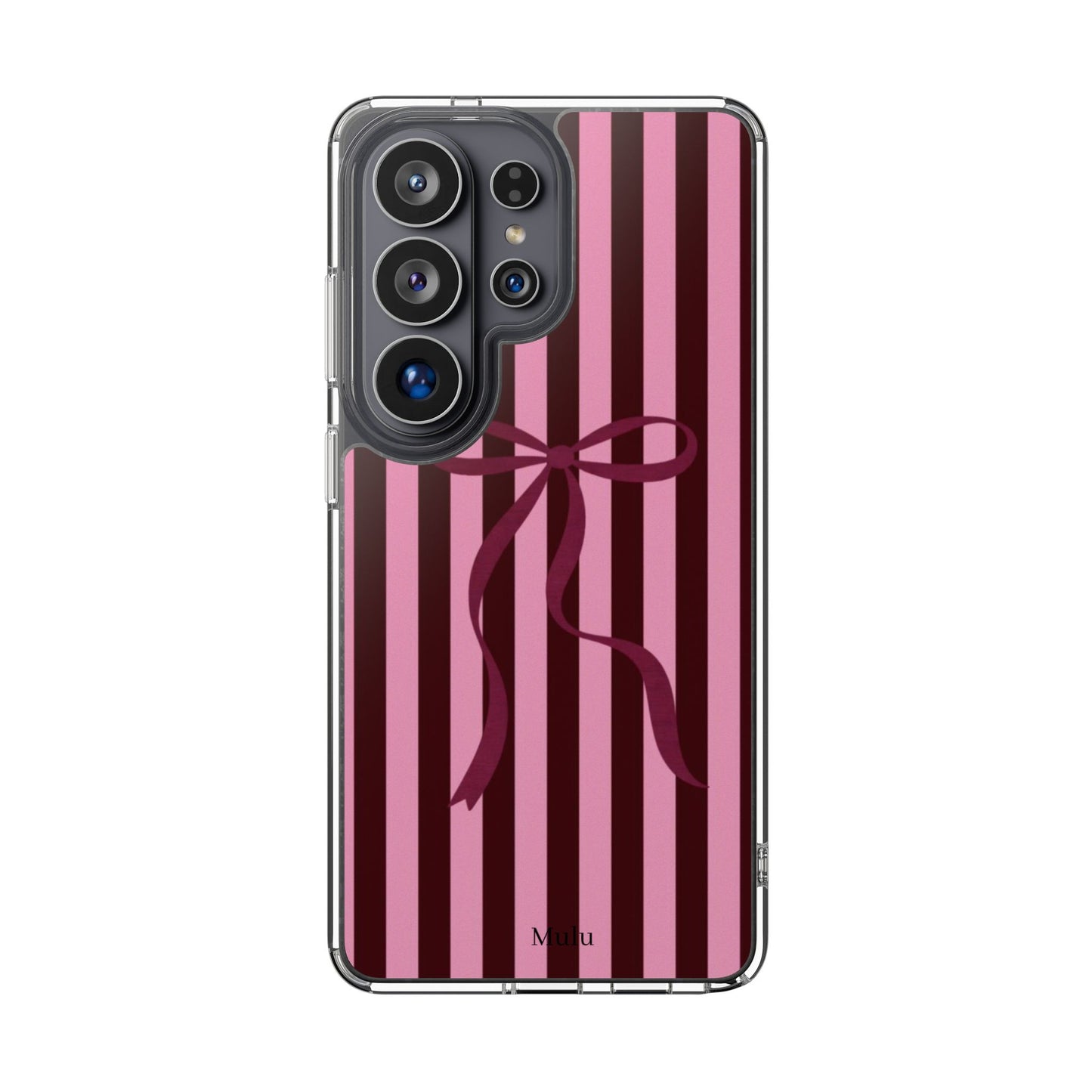 Pink Striped Ribbon Clear Impact-Resistant Phone Case