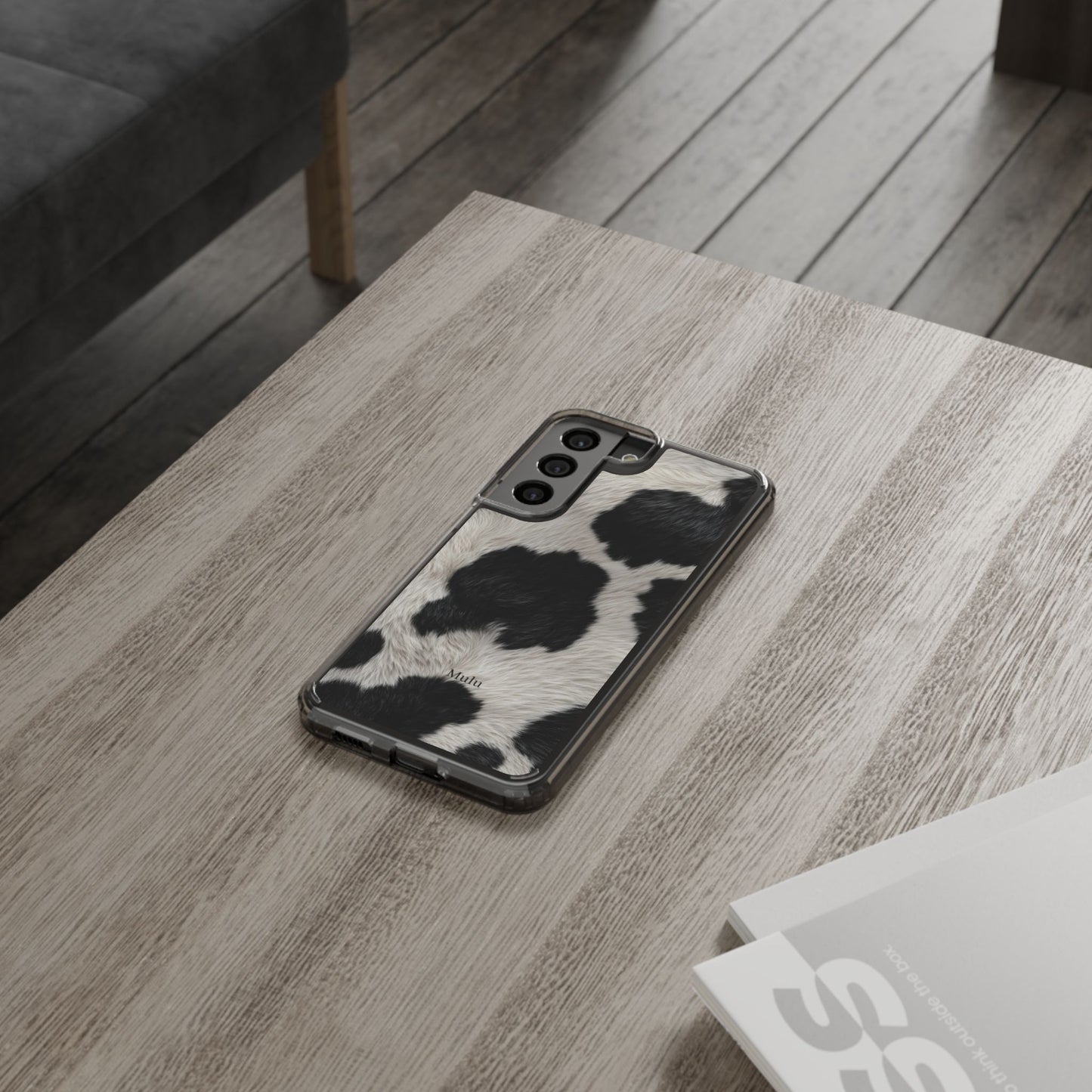 Cow Print Clear Impact Phone Case — Faux Fur Black & White Protection
