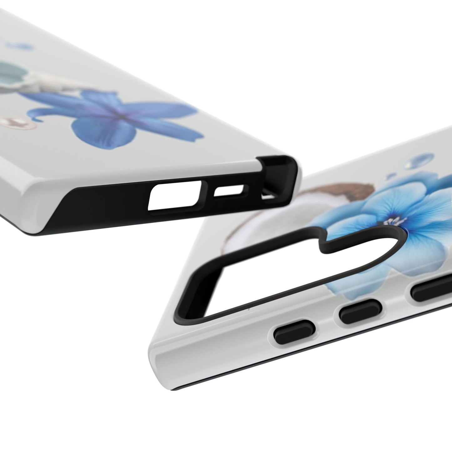 Tropical Blue Floral Phone Case — Coconut, Shell & Starfish Design